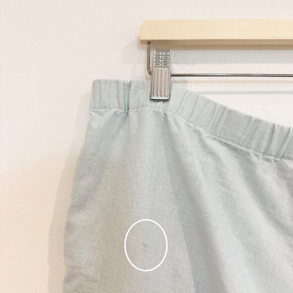 Vintage Linen Cotton Pull On Elastic Waist Pants Pockets Vtg Light Blue Medium - Picture 7 of 9
